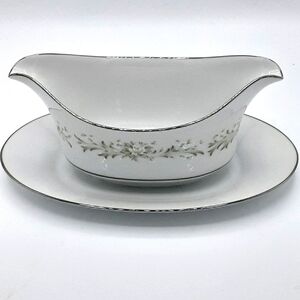 Grace Fine China Rhapsody Pattern Vintage Gravy Boat W/ Attached Underplate.